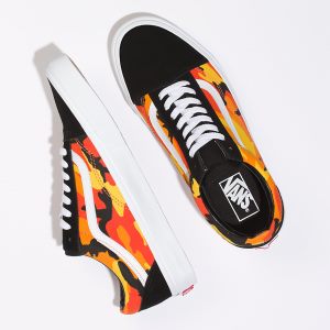 Vans Bayan Spor Ayakkabı Pop Camo Old Skool Siyah Turuncu Beyaz | 52052-512